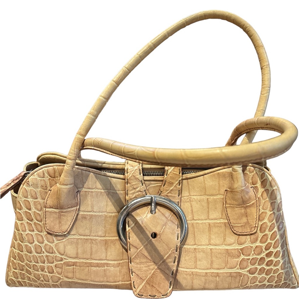 Desmo Leather Satchel in palamimo croc